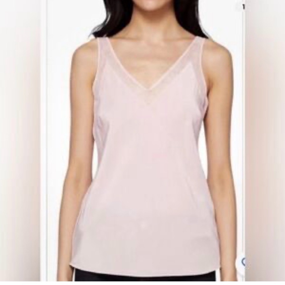 Ted Baker London Tank Top Women silk Satin Mesh Vneck Sleeveless UK3